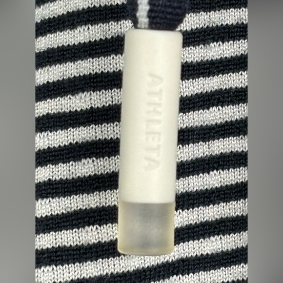 Athleta Hoodie Womens Large Navy White Stripe Half Zip Pullover Soft Pocket - Picture 6 of 14
